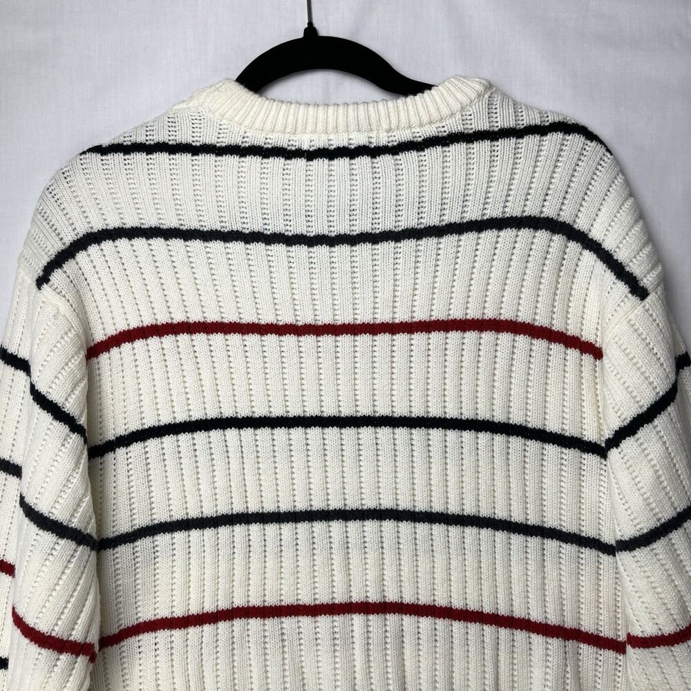Sun River Clothing Co Pull Over Knit Sweater Women’s XL Red Black Ivory Stripes - Picture 10 of 12